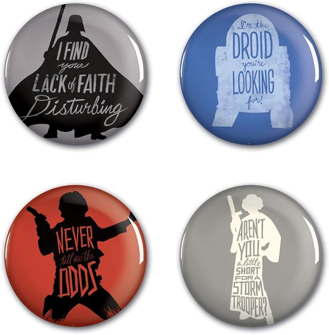STAR WARS Metal Button Badge Tweezers 4 Pack by WinCraft 790736