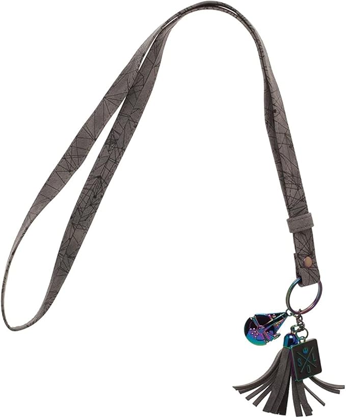 Bioworld Star Wars Han Solo Keychain Strap with Charm All Over Print Holographic Millennium Falcon Fringe Style