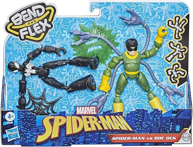 Hasbro Collectibles - Marvel Spider-Man Bend And Flex Vs Pack Spider-Man Marvel Black Suit vs. Doc Ock Action Figure Toy 6" Flexible Figure Ages 4+