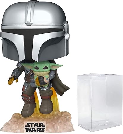 POP! Funko Star Wars The Mandalorian - The Mandalorian Flying Mandalorian Children's Vinyl Figure with POP Protector