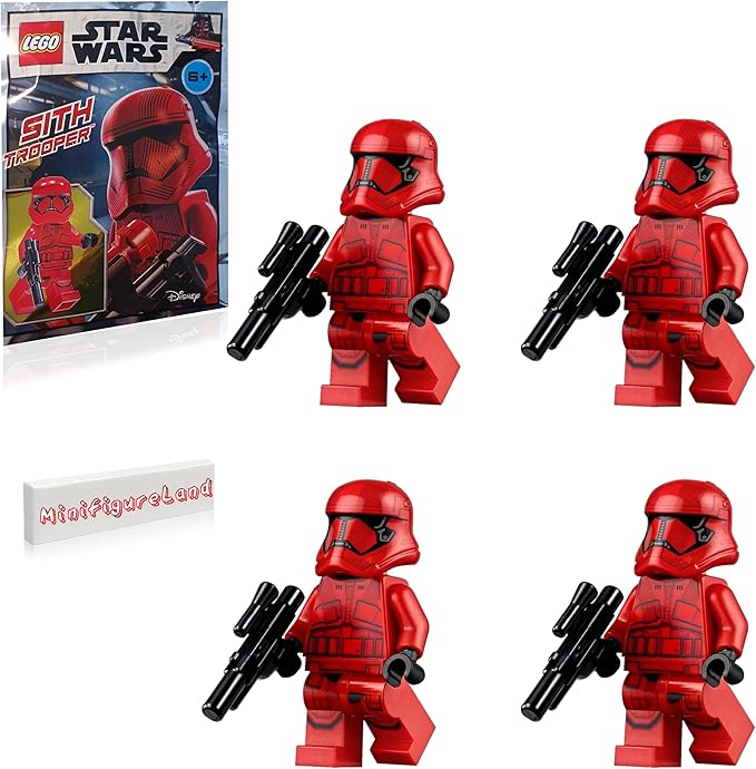 LEGO Star Wars Episode IX The Rise of Skywalker Minifigure - Red Sith Trooper (with Blaster) Minifigure Land Tile - 4 Pack