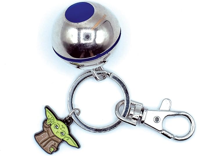 Star Wars: The Mandalorian Razor Crest 3D Shifter Knob with Grogu Keychain | Car Keyring Holder Accessory, Heavy Duty Carabiner Chain Clip for Backpack Purse