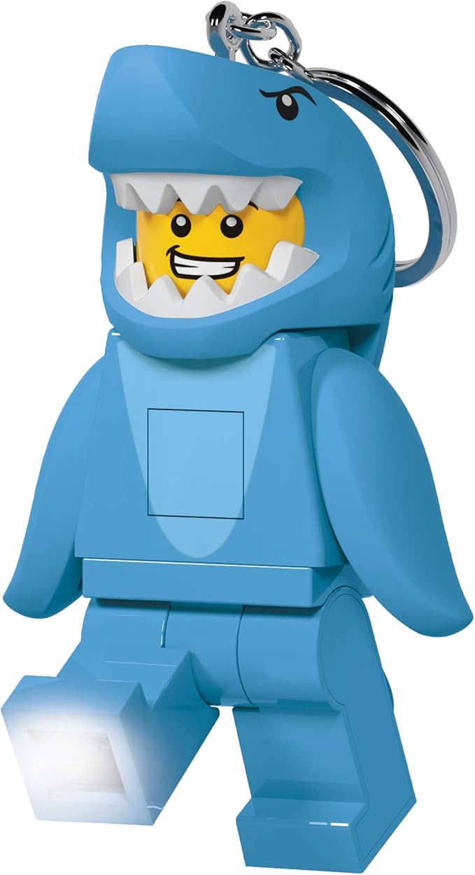 IQ Iconic Shark Suit Man Keychain LED Key Chain Light Block Toy Doll Movable Joints Mini Figure