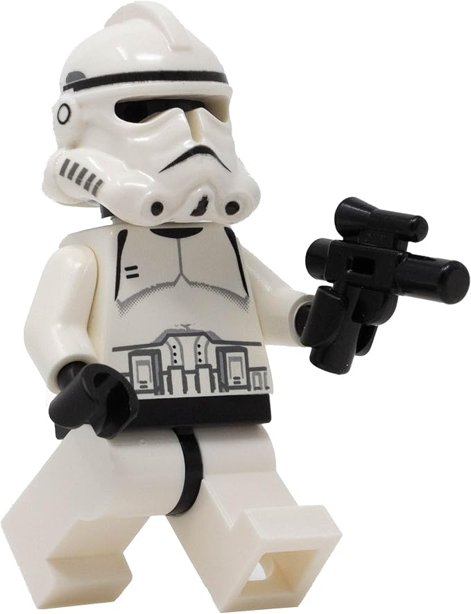 LEGO Star Wars White Ep 3 Clone Trooper Minifigure (Phase 2) with Blaster Blue