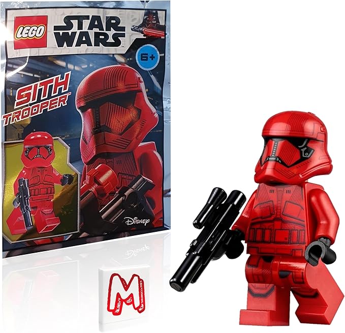 LEGO Star Wars Episode IX The Rise of Skywalker Minifigure - Red Sith Trooper (with Blaster) and Minifigure Land Tile 75256, SW1065.