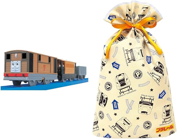 Plarail Thomas TS-11 Toby + Indigo Takara Tomy Plarail Wrapping Bag L Beige TA650
