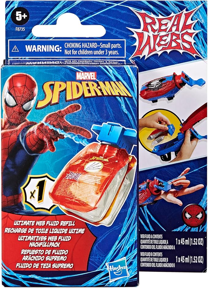 Hasbro MARVEL Spider-Man Real Webs 2-in-1 Ultimate Web Blaster Web Refill for Role Play Toys Refill Fluid, Web Shooter, Superhero Toys for Kids Ages 5 and Up F8735 Authentic Product