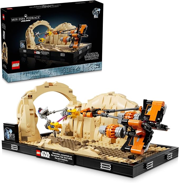 LEGO Star Wars: The Phantom Menace Moth ESPA Podrace Diorama, Assembly and Display Model for Adults Star Wars Fan Gift with Anakin Skywalker Podrace 75380