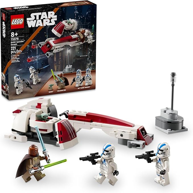 LEGO Star Wars BARC Speeder Escape The Mandalorian Toy Building Set for Kids The 4th of May Is With You Kellanbek and Grogu Decoration Star Wars Toys for Boys Girls Fans Ages 8+ 75378