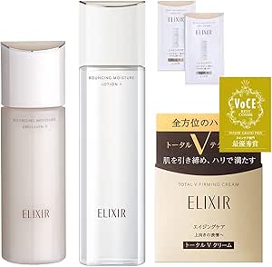 Elixir Superiel Quasi-drug Lift Moist Lotion SP 2+Lift Moist Emulsion SP 2 Moist + Total V Firming Cream Cream/Eye Cream + 2 samples set (13202+13220+16435)