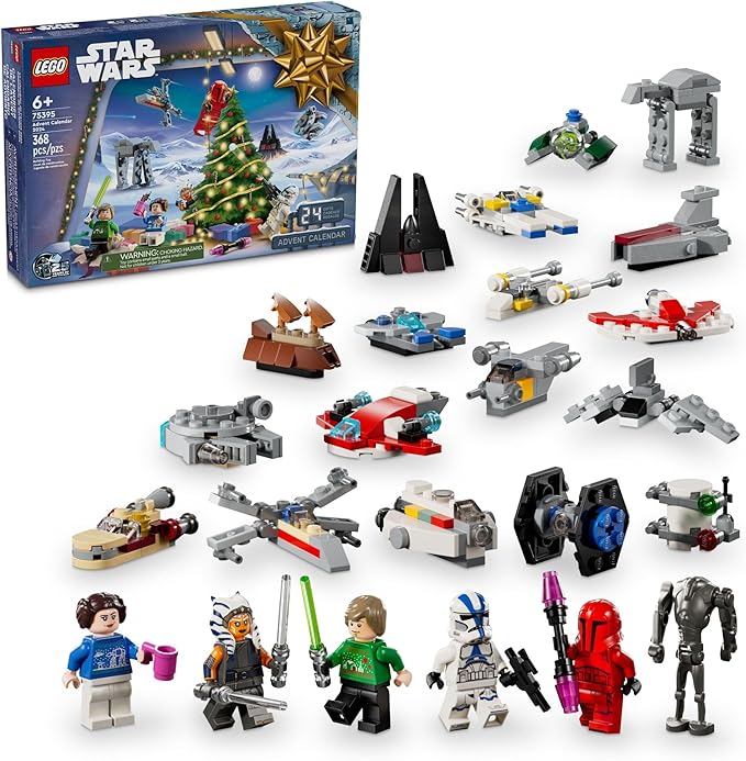 LEGO Star Wars Advent Calendar 2024 for Kids - Christmas Advent Calendar with 18 Mini Builds & 5 Mini Figures, Ages 6+ Gift Ideas for Boys & Girls 75395