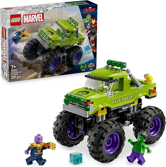 LEGO Marvel Hulk Truck vs. Thanos Toy Birthday Present Block Boys Girls Children 7 Years Old 8 Years Old 9 Years Old Elementary School Marvel Goods Figure 76312