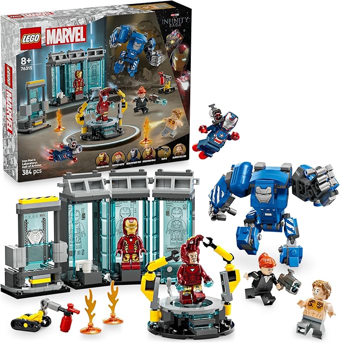 LEGO Marvel Iron Man Lab: Hall of Armor Toy Birthday Present Block Boys Girls Children 8 Years Old 9 Years Old 10 Years Old Elementary School Marvel Goods Figure 76315