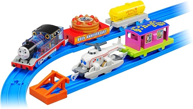 TAKARA TOMY Plarail Thomas Thomas the Tank Engine 80th Anniversary of Original Publication Thomas and Harold Party Collection Train Train Toy Ages 3 and Up