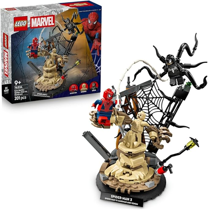 LEGO Marvel Spider-Man and Sandman's Final Battle Toy Birthday Present Block Boys Girls Children 9 Years Old 10 Years Old 11 Years Old Elementary School Marvel Goods Figure Fighting Robot 76334