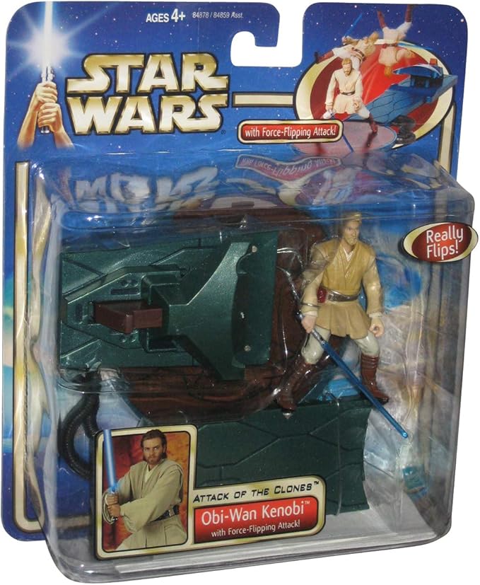 Star Wars, 2002 Saga Collection, Obi-Wan Kenobi Action Figure with Force Flipping Action, 3.75 Inches