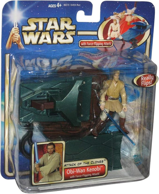 Star Wars, 2002 Saga Collection, Obi-Wan Kenobi Action Figure with Force Flipping Action, 3.75 Inches