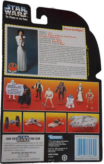 Star Wars Year 1995 The Power of the Force 4 Inch Tall Action Figure - Princess LEIA ORGANA with "Laser" Pistol and