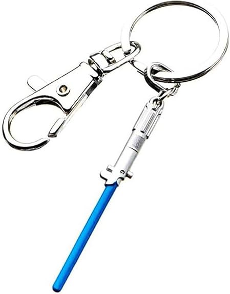 Star Wars Jewelry Unisex Adult Base Metal Luke Skywalker's Lightsaber Steel Key Chain, Silver/Blue, One Size