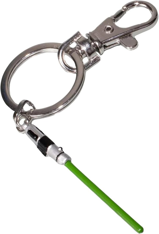 [Star Wars Jewelry] Unisex Adult Yoda Lightsaber Steel Key Chain, Silver/Green, One Size