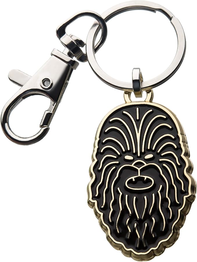 Star Wars: The Rise of Skywalker, Unisex Adult, Star Wars Episode 9 Chewbacca Head with Stainless Steel Key Chain, Silver, Black, One Size