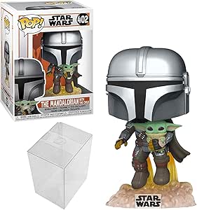 Funko POP! Star Wars: The Mandalorian - The Mandalorian Flying Mandalorian Pop Shield with 1 Pop Box Protector