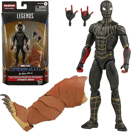 Hasbro MARVEL Marvel Legends Series Movie "Spider-Man: No Way Home" Black & Gold Suit Spider-Man 6 Inch Action Figure F3019 Genuine Build-A-Figure Parts Included
