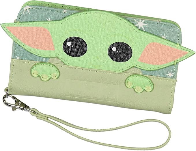 [CUSTIC] Star Wars Grogu Baby Yoda The Child Snap-Closure Wristlet Wallet w/Wrist Strap