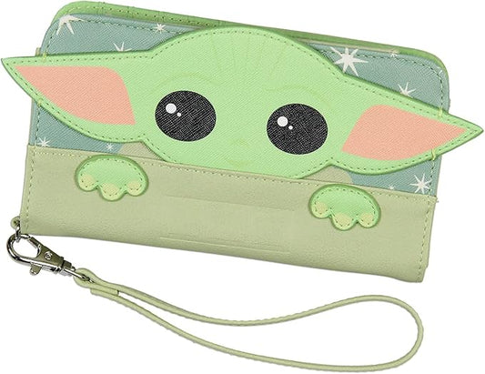 [CUSTIC] Star Wars Grogu Baby Yoda The Child Snap-Closure Wristlet Wallet w/Wrist Strap