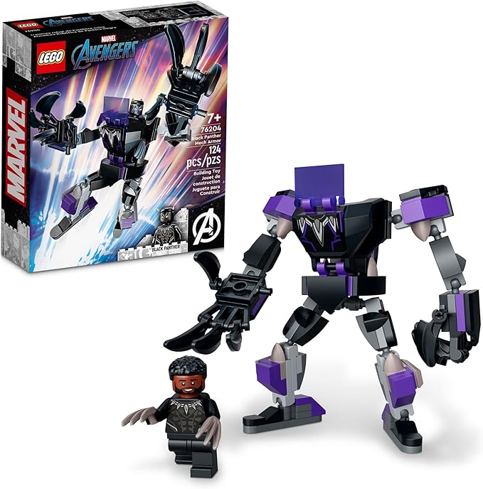 LEGO Marvel Black Panther Mecha Armor 76204 Building Kit Collectible Mecha/Minifigure Superhero for Kids Ages 7+ (124 Pieces)
