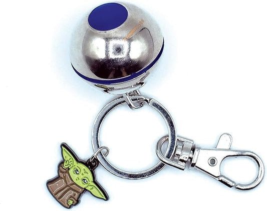 Star Wars: The Mandalorian Razor Crest 3D Shifter Knob with Grogu Keychain | Car Keyring Holder Accessory, Heavy Duty Carabiner Chain Clip for Backpack Purse