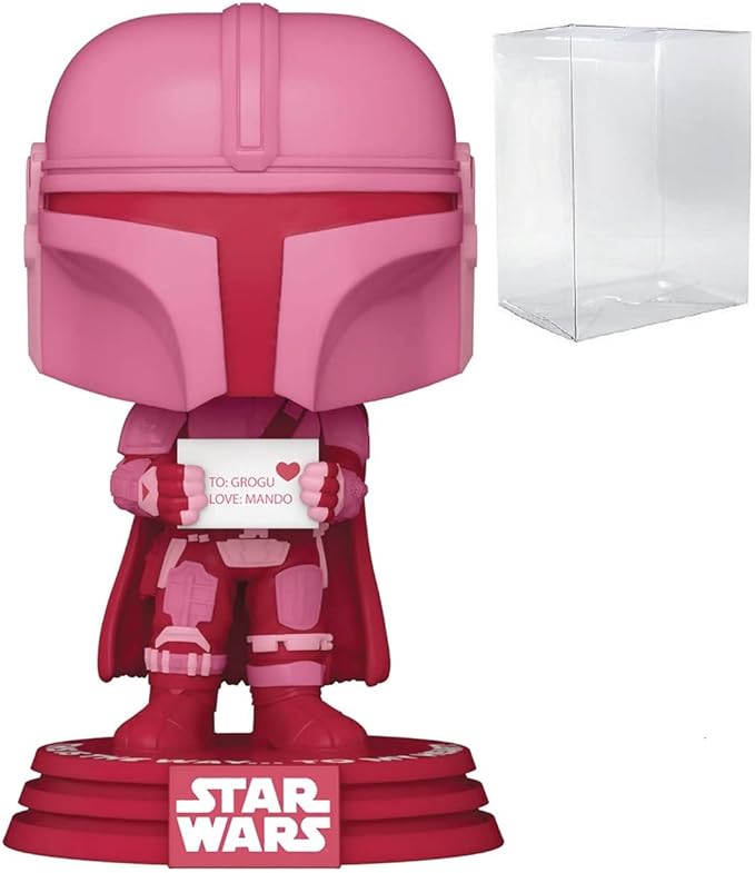 Star Wars: Valentine - The Mandalorian [Din Djarin] Funko Pop! Vinyl Figure (Includes Compatible Pop Box Protector Case), Multicolor, 3.75"