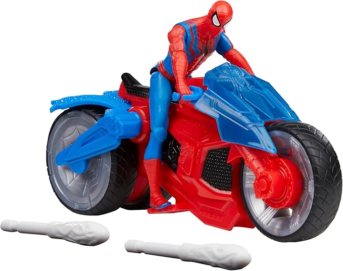 Hasbro Marvel Spider-Man Web Blast Cycle, 4 inch (10 cm) size action figure, vehicle, 2 projectiles included, children's playset for ages 4 and up F6899 Authentic Product