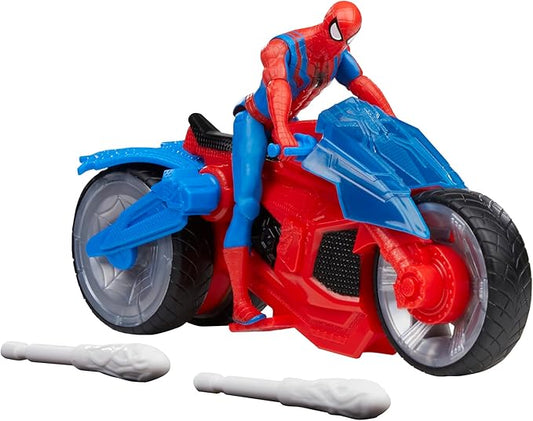 Hasbro Marvel Spider-Man Web Blast Cycle, 4 inch (10 cm) size action figure, vehicle, 2 projectiles included, children's playset for ages 4 and up F6899 Authentic Product
