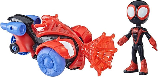Hasbro MARVEL Spidey and his amazing friends Miles Morales: Spider-Man Techno Racer, 4 inch (10 cm) size action figure, car, preschool toy, for ages 3 and up F7455 Genuine product