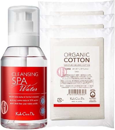 Koh Gen Do Gangwon-do Cleansing Water Cotton Increased Set [Cleansing Water 380mL <<This item>> + Organic Cotton 10 pieces x 3 pieces]