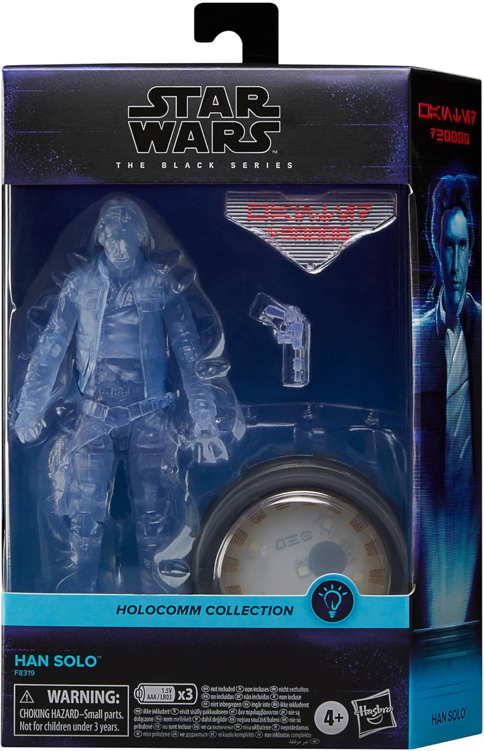 Star Wars Black Series Holocom Collection Han Solo Collector's 6-Inch Action Figure with Light-Up Holo-Pack for Ages 4 and Up, F8319