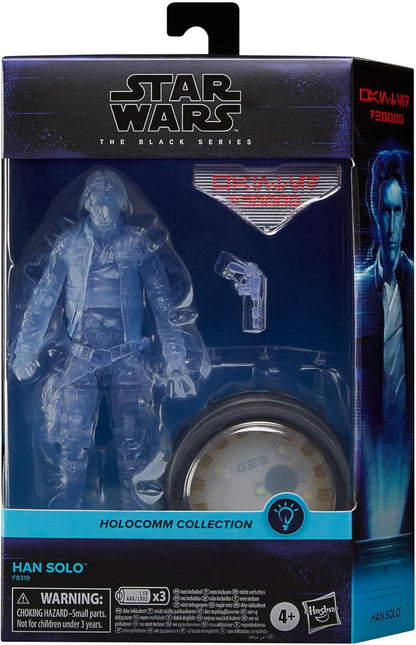 Star Wars Black Series Holocom Collection Han Solo Collector's 6-Inch Action Figure with Light-Up Holo-Pack for Ages 4 and Up, F8319