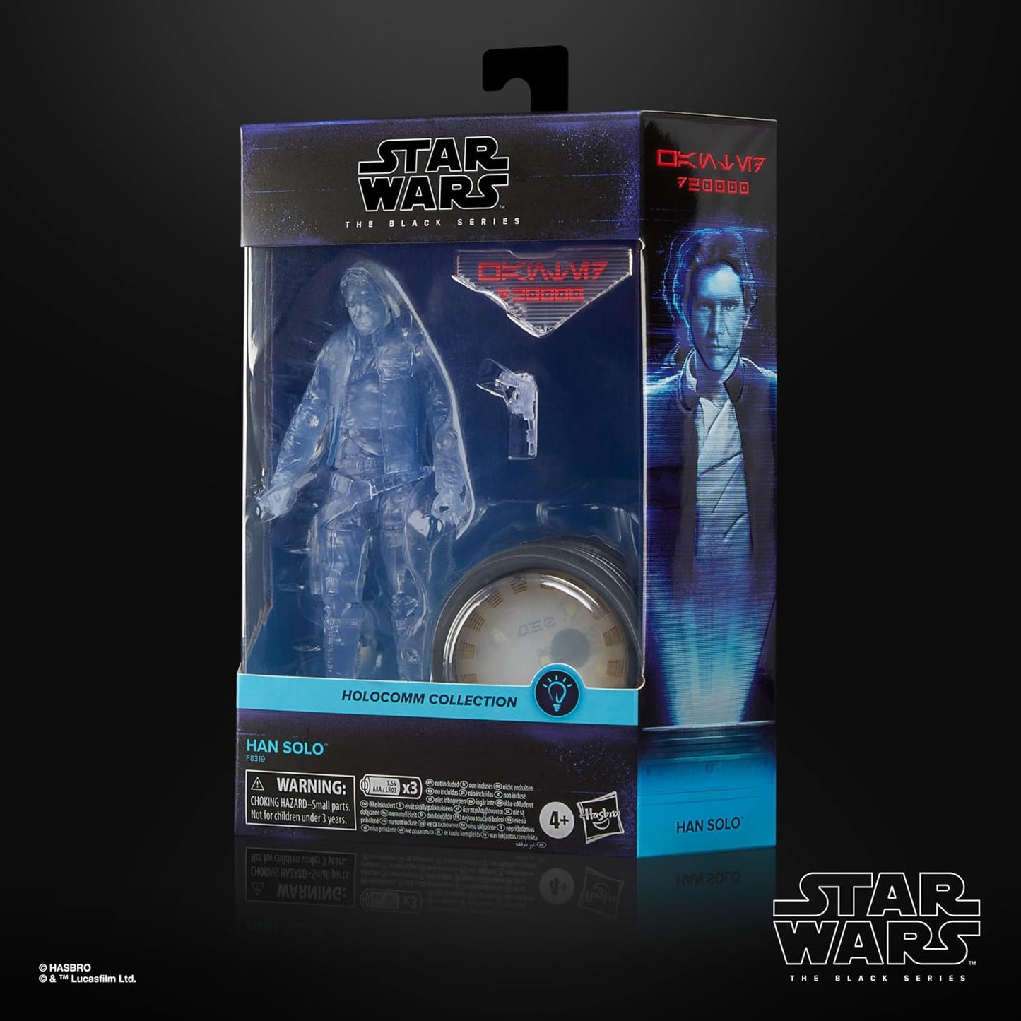 Star Wars Black Series Holocom Collection Han Solo Collector's 6-Inch Action Figure with Light-Up Holo-Pack for Ages 4 and Up, F8319