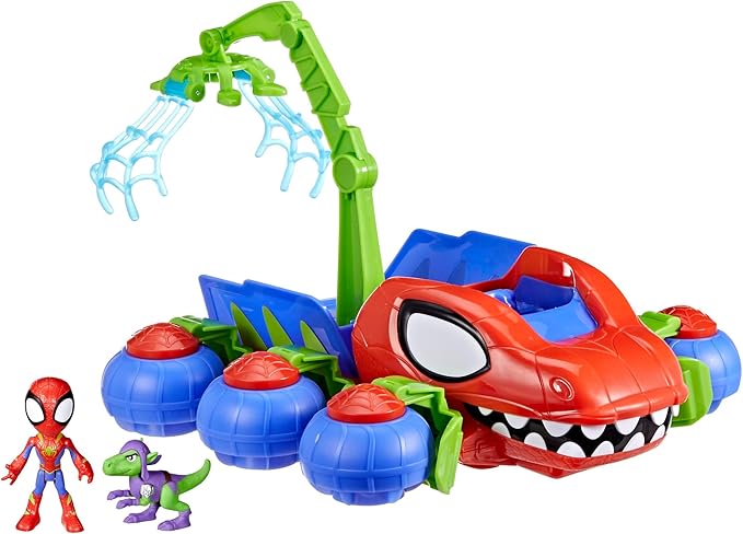 Hasbro Spidey and His Amazing Friends Marvel Dinowebs Crawler Toy for Kids Interactive Spider-Man Playset with Figure