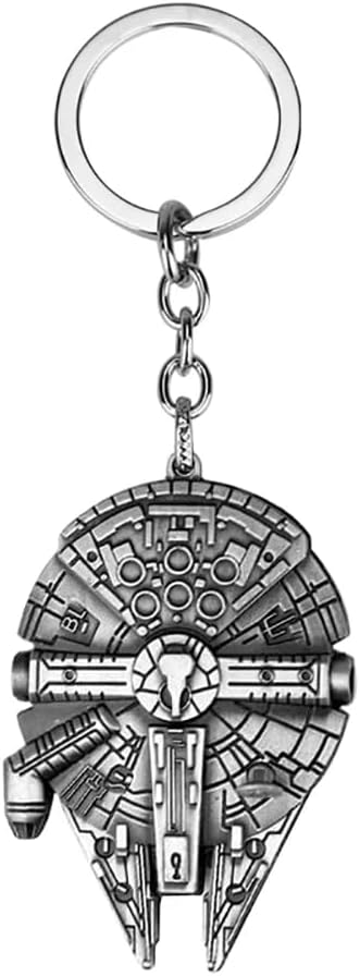 MOLOGO Star Wars Millennium Falcon Spaceship Key Chain Fashion Trendy Car Key Ring for Men Gift S Silver