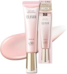 ELIXIR UV Emulsion Day Care Revolution Tone Up SP+ aa Baby Pink 35g SPF50+/PA++++ For Morning For Daytime Emulsion Makeup Base Sunscreen Dullness Correction Euphoric Pink Aging Care Superiel ELIXIR