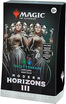 Modern Horizons 3 Commander Deck - Tricky Terrain (100 Cards, 2 Card Collector Booster Sample Packs + Accessories).