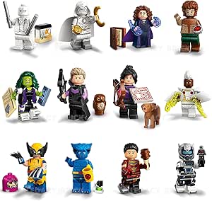 LEGO Marvel Series 2 Minifigure: Complete Set of 12 Minifigures: Beast Wolverine Moon Knight Hawkeye - Includes Calendar Man Capes - Superheroes 71039