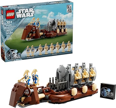 LEGO Star Wars 25th Anniversary GWP 40686: Trade Federation Carrier Buildable Model - Celebrate the Phantom Menace with 8 figures and iconic rack features!