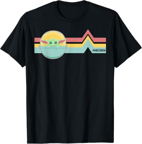 Star Wars Mandalorian The Child Rainbow Chest Line T-Shirt
