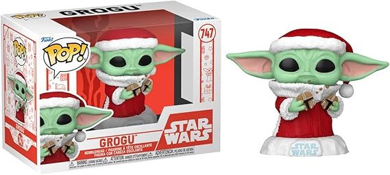 Funko Holiday Grogu + Pop Protector: Star Wars Pop! The Mandalorian Vinyl Figure (ToyBop Branded Gift Set with Box Protector Case) (Santa Gugu, Mando Helmet Cookie #747/80009)
