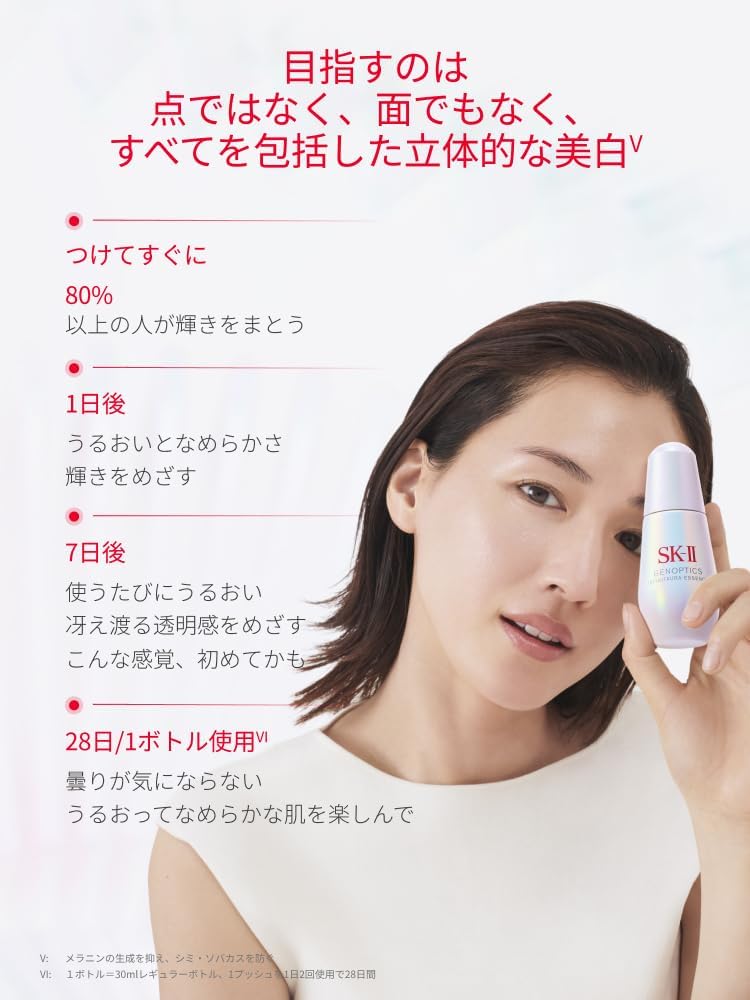 SK-II Official Store | Genoptics Infinite Aura Essence 30mL | Whitening Serum | Quasi-drug Medicated Whitening Serum Wrinkle Improvement Stains | White Floral Fragrance | Contains Niacinamide Pitera™ | Skin Care Gift