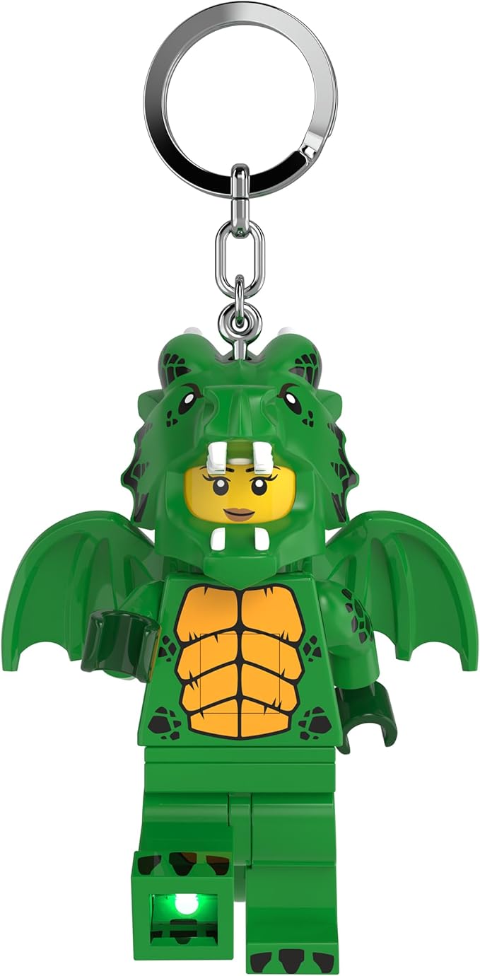 IQ Iconic Green Dragon Costume Key Light Keychain LED Key Chain Light Block Toy Doll Movable Joints Mini Figure