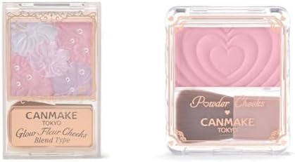 Canmake [Set] Glow Fleur Cheeks B03 Lavender Dream + Powder Cheeks P02 Little Shy Pink 1.8g